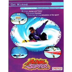 1996 Namco Alpine Surfer Arcade Game Flyer Snowboarding Revolution
